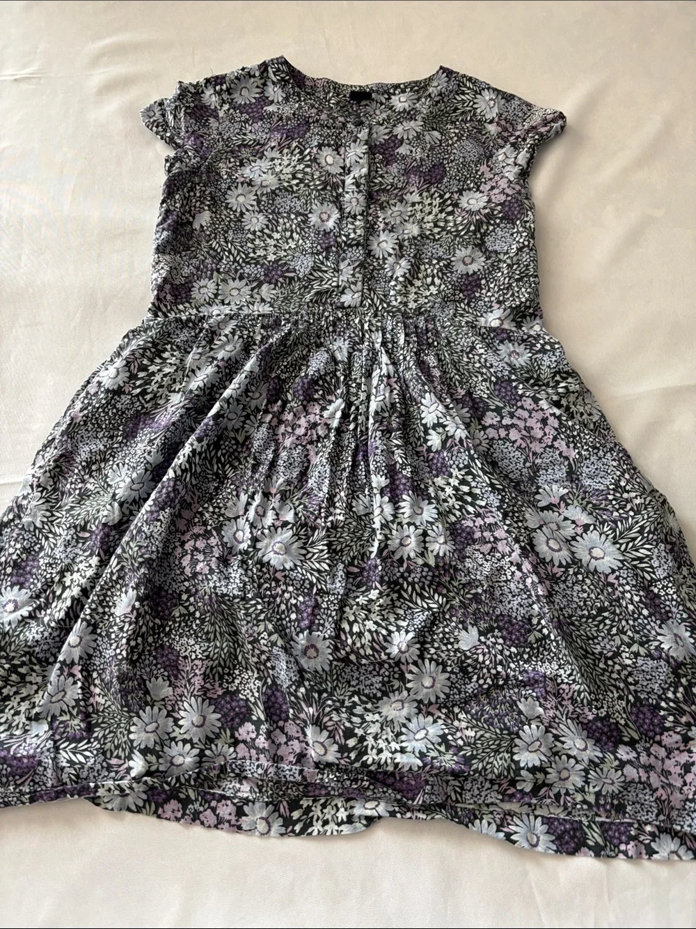 GAP Little Girls Purple and Black Floral Dress Size XXL (14-16)